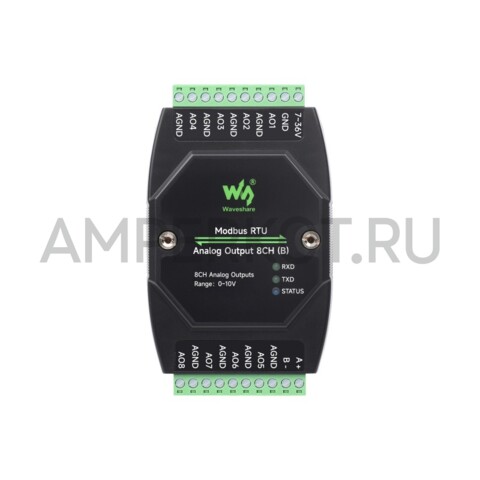 8-ми канальный конвертор Waveshare RS485 Modbus RTU на аналоговый выход 0-10V, фото 3