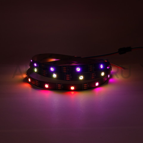 RGB LED лента с адресными светодиодами WS2812B 1м (30 диодов на метр) Черная основа IP30, фото 3