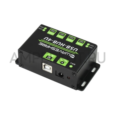 4-х портовый USB 2.0  концентратор (HUB) Waveshare Промышленный класс 1.2А на порт, фото 2