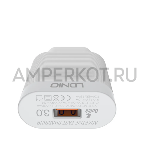 Зарядное устройство LDNIO A303Q 1*USB Type-A QC3.0 18W кабель Type-C, фото 6