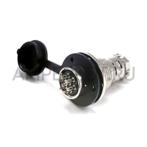 Разъем Разъем GX19M 7 контактов 19 мм (комплект штекер + гнездо с фланцем+крышка), фото 3