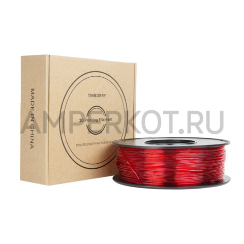 Пластик для 3D-принтера TINMORRY TPU 1.75мм 1 кг Красный прозрачный, фото 1