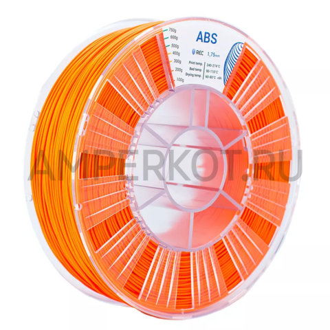Пластик для 3D-принтера REC ABS 1.75мм Оранжевый (RAL ) 750г, фото 1