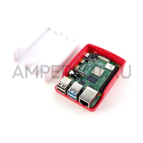 Официальный красно-белый корпус для Raspberry Pi 4, фото 4