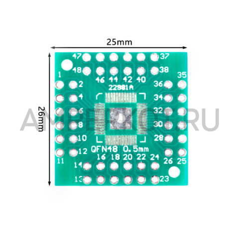 Переходник с QFP/PQFP/LQFP/HTQFP QFN44/48 на DIP 0.5 мм, фото 4