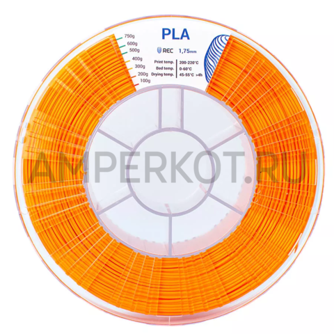 Пластик для 3D-принтера REC PLA 1.75мм Оранжевый (RAL 2008) 750г, фото 2