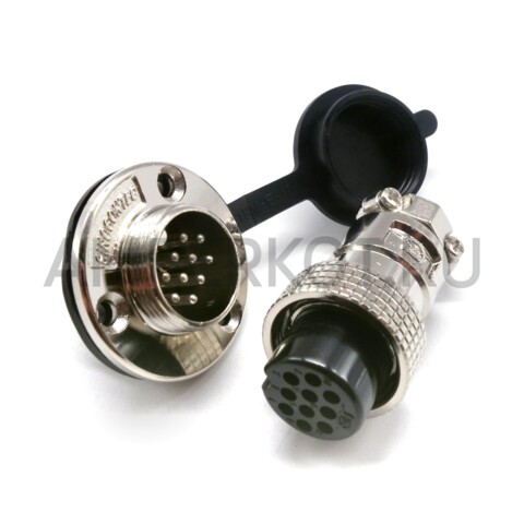 Разъем Разъем GX19M 10 контактов 19 мм (комплект штекер + гнездо с фланцем+крышка), фото 1