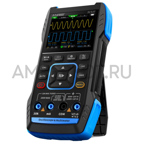 FNIRSI 2C53T ー универсальный двухканальный цифровой осциллограф 3 в 1 осциллограф, мультиметр, генератор сигналов 50МГц  250MSa/s, фото 1