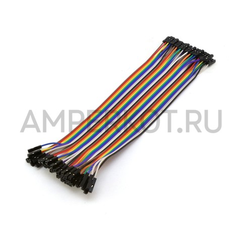 Соединительные провода Dupont (Мама-мама) 40шт разноцветные 30 см, фото 1