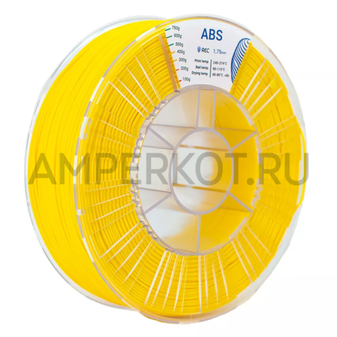 Пластик для 3D-принтера REC ABS 1.75мм Желтый (RAL 1018) 750г, фото 1