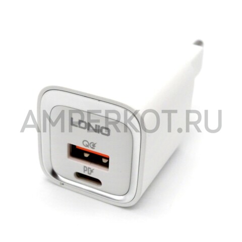 Зарядное устройство LDNIO A2318M USB Type-A/Type-C QC3.0/PD3.0 20W кабель Type-C ー Lightning, фото 3