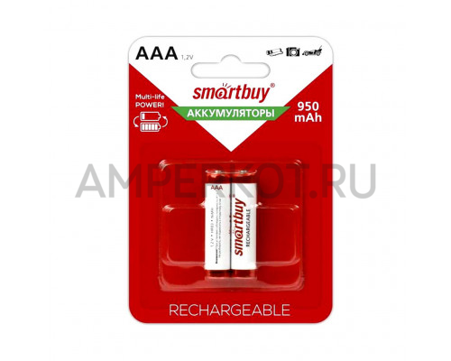 Аккумулятор SMARTBUY R03 AAA 950 mAh 2BL (SBBR-3A02BL950) (2 ШТ), фото 1