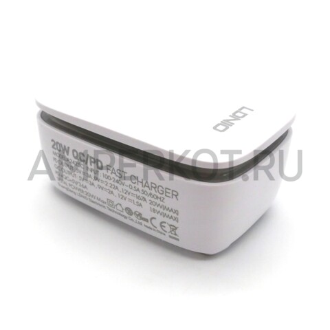 Зарядное устройство LDNIO A2425C 1*USB Type-A/1*Type-C QC3.0/PD3.0 20W подсветка кабель Type-C, фото 2