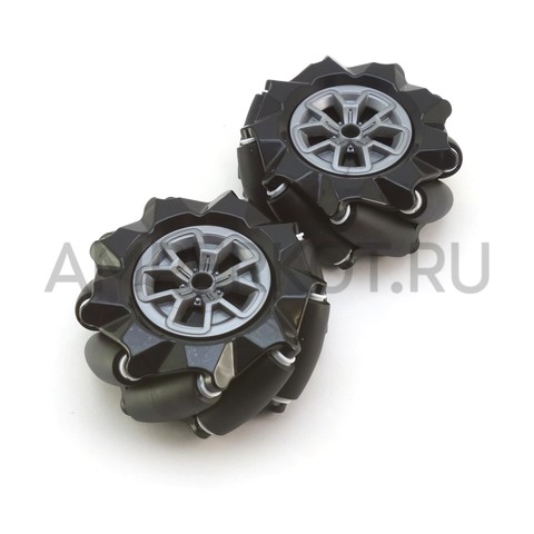 Всенаправленные колеса (Mecanum wheels) L+R черные с колпаком, фото 1