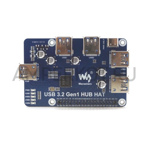 Waveshare USB 3.2 Gen1 HUB HAT ДЛЯ Raspberry Pi 4, фото 4