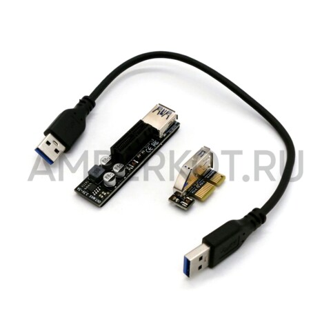 Адаптер-удлинитель PCI-E 1x на PCI-E 1x USB 3.0 30 см, фото 1