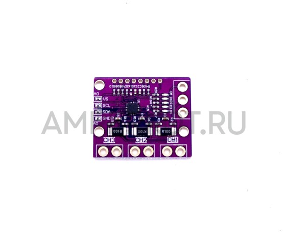 Трехканальный датчик напряжения и тока MCU-3221 INA3221 I2C 26V DC 1,638 А (фиолетовая плата), фото 1