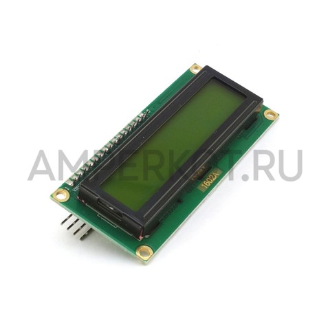 LCD дисплей HJ1602A 16x2 с I2C переходником, желтая подсветка, фото 1