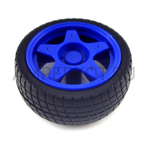 Колесо для робота синее на резиновой шине, фото 2