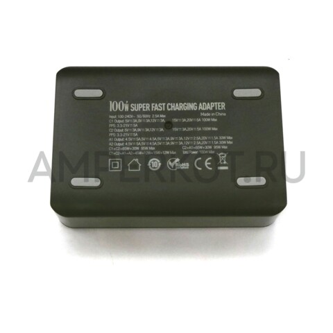 Сетевое зарядное устройство LDNIO A4809C 100W GAN 2xType-C и 2xUSB-A 65W PD QC, фото 5
