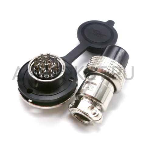 Разъем Разъем GX19M 15 контактов 19 мм (комплект штекер + гнездо с фланцем+крышка), фото 2