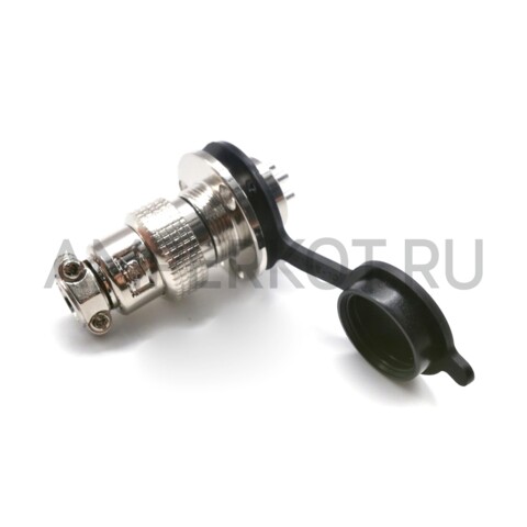 Разъем Разъем GX19M 5 контактов 19 мм (комплект штекер + гнездо с фланцем+крышка), фото 4