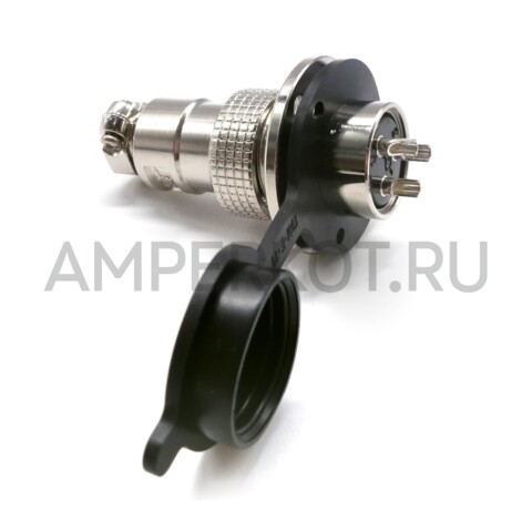 Разъем Разъем GX19M 3 контакта 19 мм (комплект штекер + гнездо с фланцем+крышка), фото 4