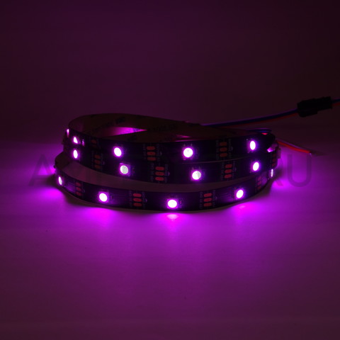 RGB LED лента с адресными светодиодами WS2812B 1м (30 диодов на метр) Черная основа IP30, фото 4