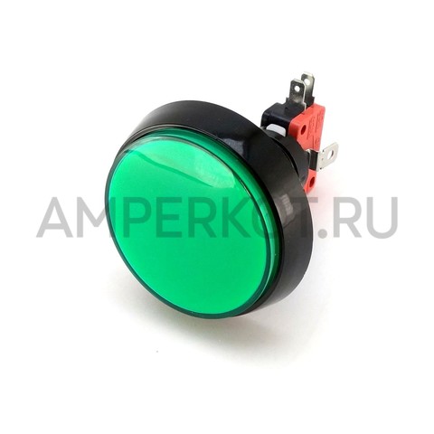 Кнопка без фиксации с подсветкой 60ММ зеленая, фото 1