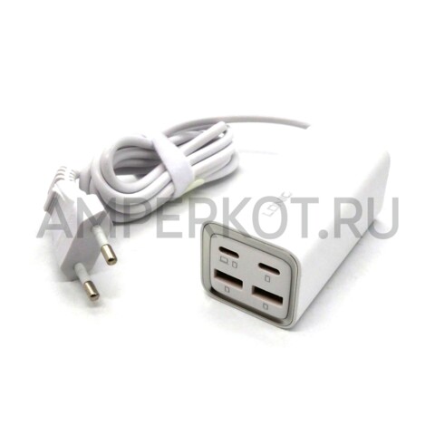 Сетевое зарядное устройство LDNIO A4610C 65W 4 порта (USB Type-C x2, USB Type-A x2) кабель 1.5 метра PD QC, фото 2