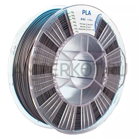 Пластик для 3D-принтера REC PLA 1.75мм Серебристый (RAL 9023) 750г, фото 1