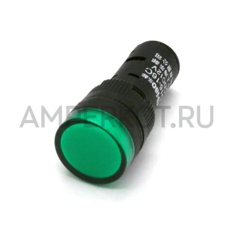 Индикаторная лампа светодиодная AD16-16C 12V DC Зеленый 16 мм, фото 2