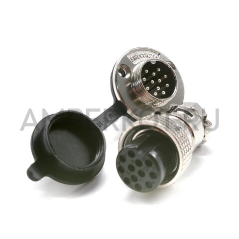 Разъем Разъем GX19M 12 контактов 19 мм (комплект штекер + гнездо с фланцем+крышка), фото 1