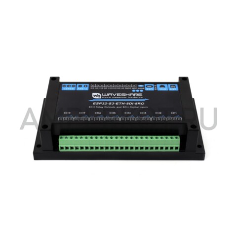 8-ми канальный модуль реле Waveshare ESP32-S3 RS485 WI-FI Ethernet под DIN рейку, фото 1