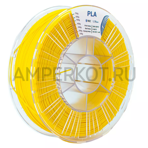 Пластик для 3D-принтера REC PLA 1.75мм желтый 750г, фото 1