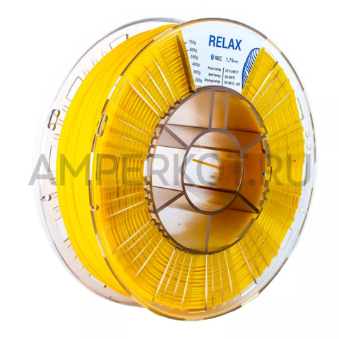 Пластик для 3D-принтера REC PETG (RELAX)  1.75мм желтый  750г, фото 1