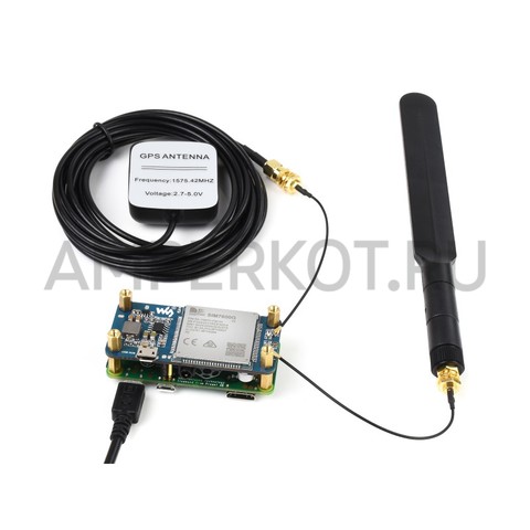 Waveshare Шилд для  Raspberry Pi SIM7600G-H 4G HAT (B) LTE Cat-4 / 4G / 3G / 2G Support GNSS, фото 5