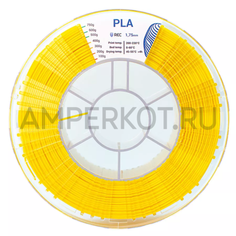 Пластик для 3D-принтера REC PLA 1.75мм желтый 750г, фото 2