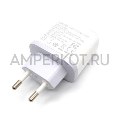 Зарядное устройство LDNIO A2528M 2*USB Type-C PD3.0 35W кабель Type-C ー Lightning, фото 4