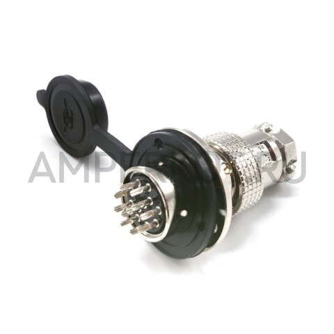 Разъем Разъем GX19M 11 контактов 19 мм (комплект штекер + гнездо с фланцем+крышка), фото 3