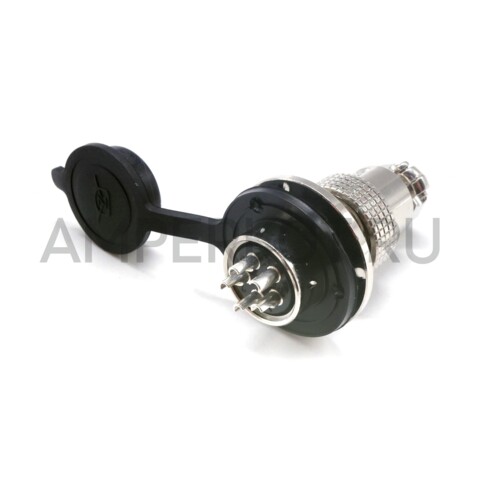 Разъем Разъем GX19M 5 контактов 19 мм (комплект штекер + гнездо с фланцем+крышка), фото 3