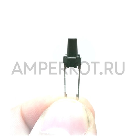 Миниатюрная тактовая кнопка Panasonic EVQ11A09K удлиненная 2 контактная черная 6*6*9.5 мм, фото 2