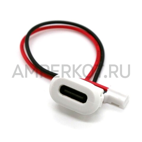 Разъем питания USB Type-C (мама) в корпус 2 провода 10 см белый, фото 1