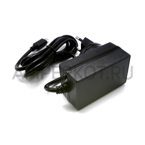 Сетевой адаптер Waveshare для Raspberry PI 5  27W 5.1V/5А PD Type-C Европейская вилка Черный, фото 1