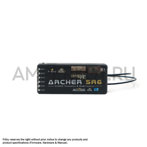Приемник FrSky Archer SR6 2.4ГГц ACCESS 16/24 канала 6хPWM Гиро 2 км, фото 1