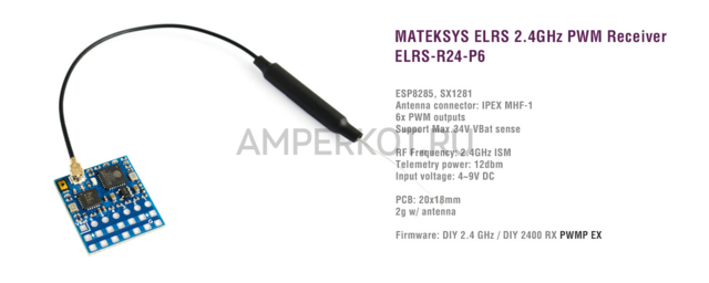 RC приемник Matek ExpressLRS ELRS R24-P6 2.4 ГГц  6 x PWM 2-8S, фото 2