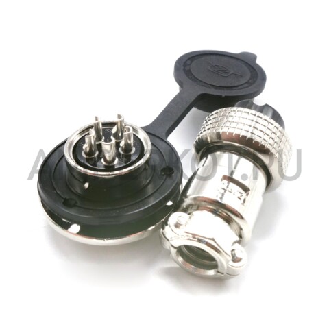 Разъем Разъем GX19M 5 контактов 19 мм (комплект штекер + гнездо с фланцем+крышка), фото 2