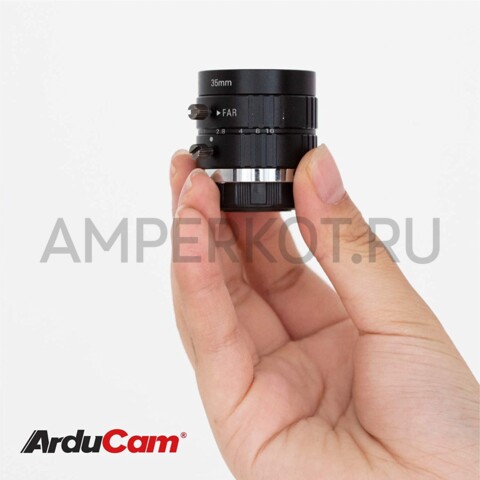 Объектив Arducam для камеры Raspberry Pi HQ, 14.3°, фокус 35 мм, ручная фокусировка и настройка диафрагмы крепление CS-Mount, фото 5