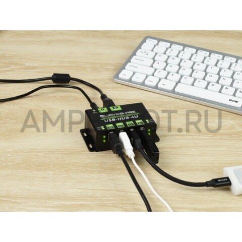 4-х портовый USB 2.0  концентратор (HUB) Waveshare Промышленный класс 1.2А на порт, фото 5