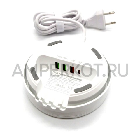 Зарядное устройство LDNIO AW003 3*USB Type-A/1*Type-C QC3.0/PD3.0/WIRELESS 32W, фото 3